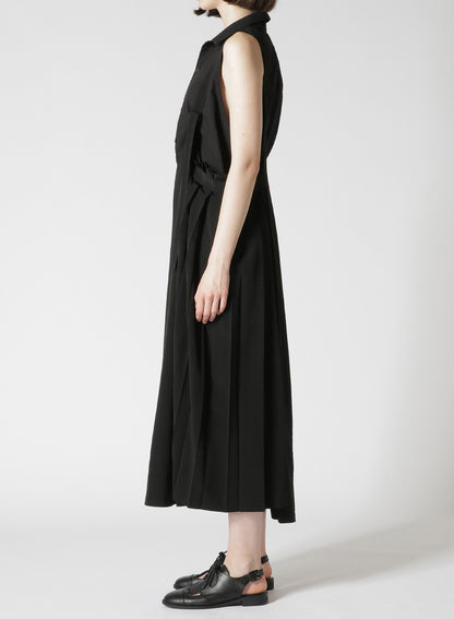 TRIACETATE POLYESTER CREPE de CHINE LEFT PLEATS LONG SKIRT