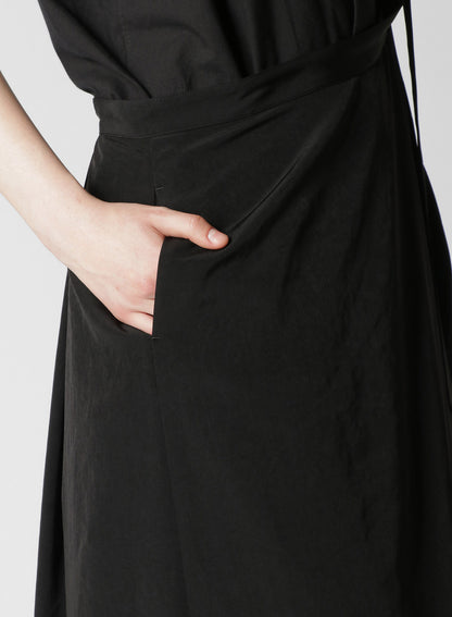 TRIACETATE POLYESTER CREPE de CHINE LEFT PLEATS LONG SKIRT