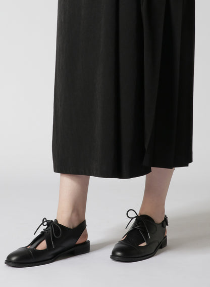 TRIACETATE POLYESTER CREPE de CHINE LEFT PLEATS LONG SKIRT