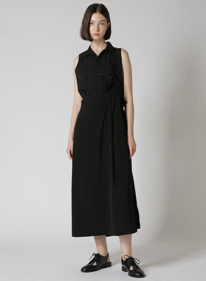 TRIACETATE POLYESTER CREPE de CHINE LEFT PLEATS LONG SKIRT