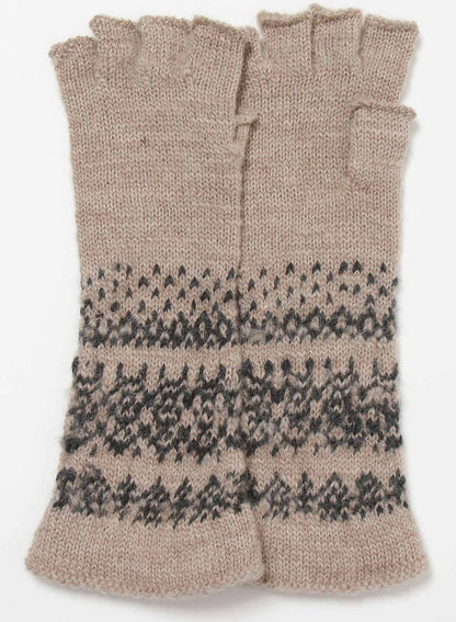 FAIR ISLE PATTERN FINGERLESS GLOVES