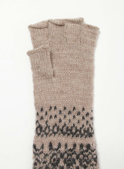 FAIR ISLE PATTERN FINGERLESS GLOVES