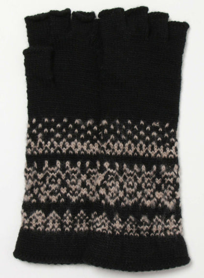 FAIR ISLE PATTERN FINGERLESS GLOVES