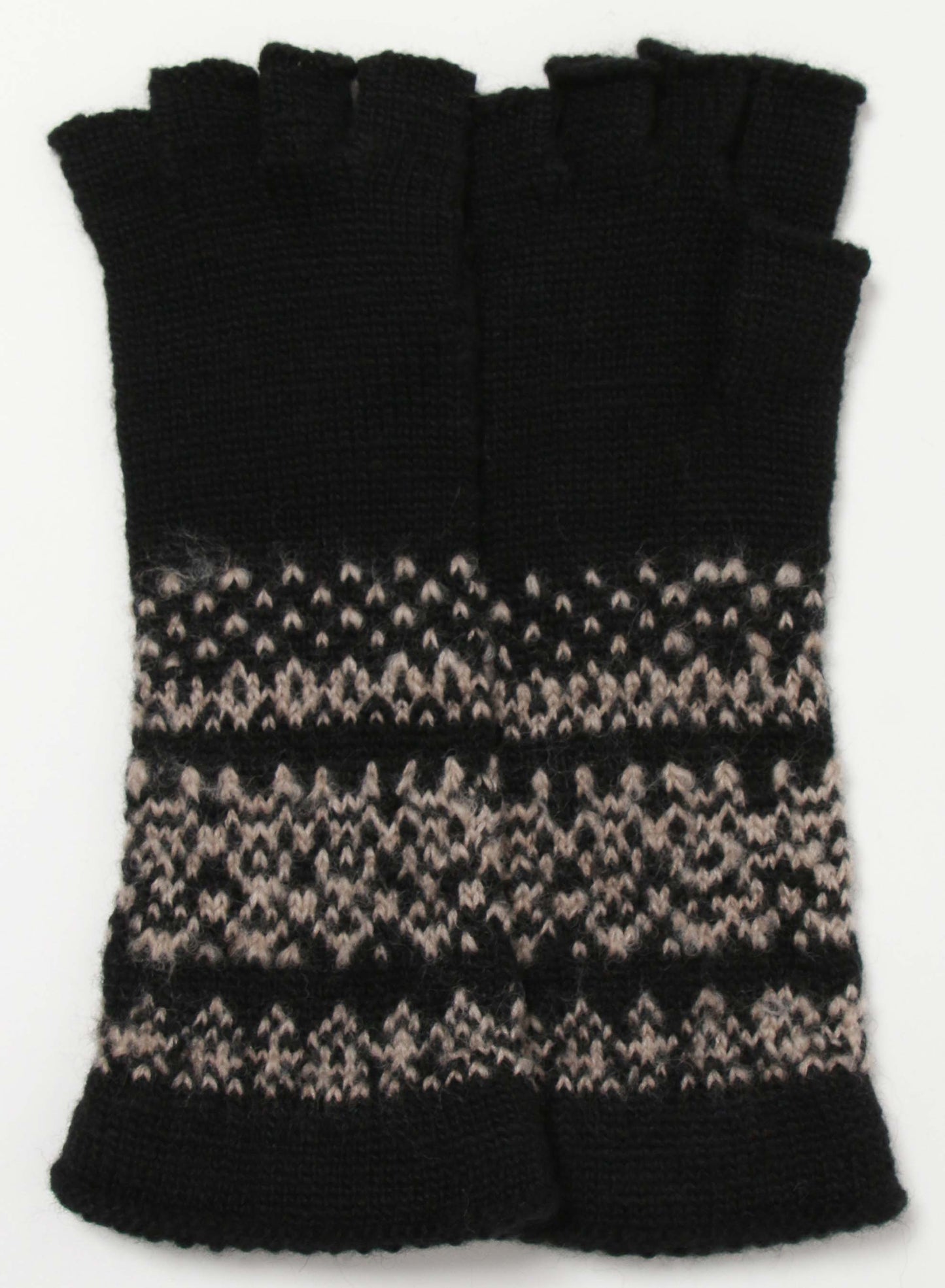 FAIR ISLE PATTERN FINGERLESS GLOVES