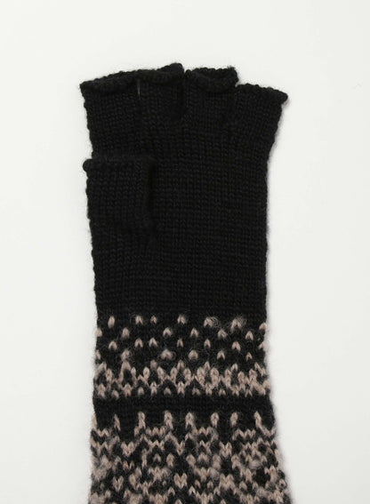 FAIR ISLE PATTERN FINGERLESS GLOVES