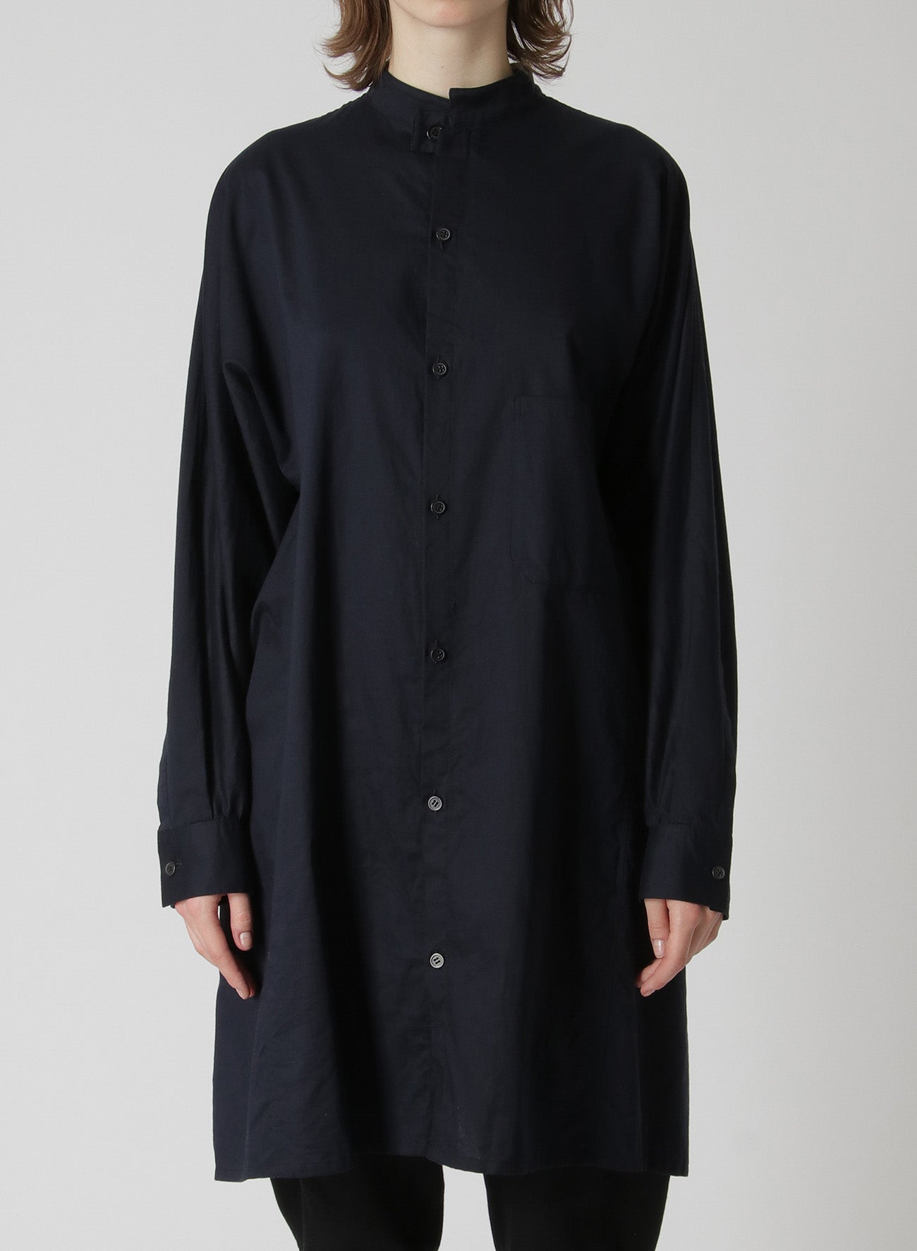 [Y's BORN PRODUCT] THIN COTTON TWILL MANDARIN COLLAR SHIRT