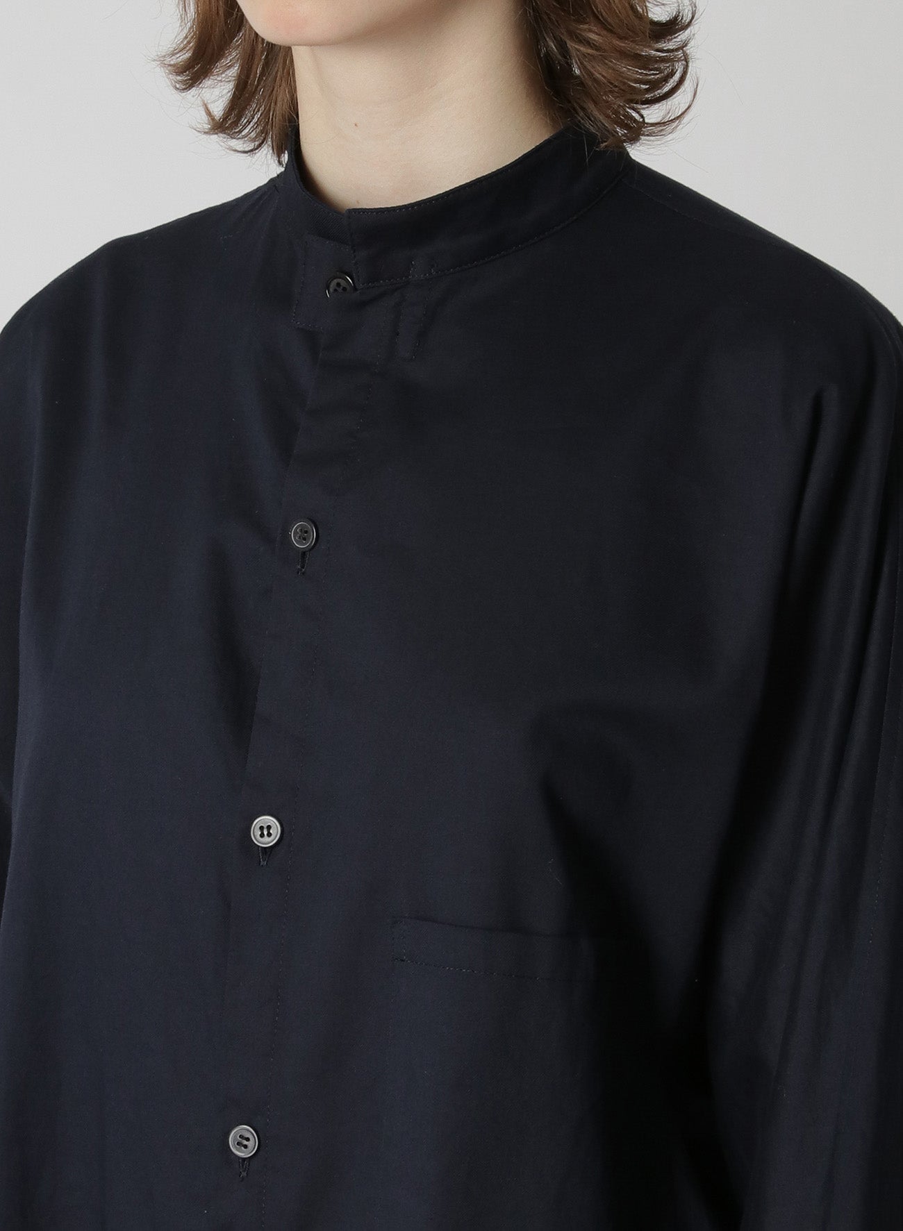 [Y's BORN PRODUCT] THIN COTTON TWILL MANDARIN COLLAR SHIRT