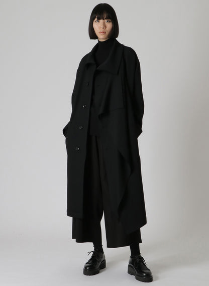 WOOL GABARDINE LEFT FLAP PANEL COAT