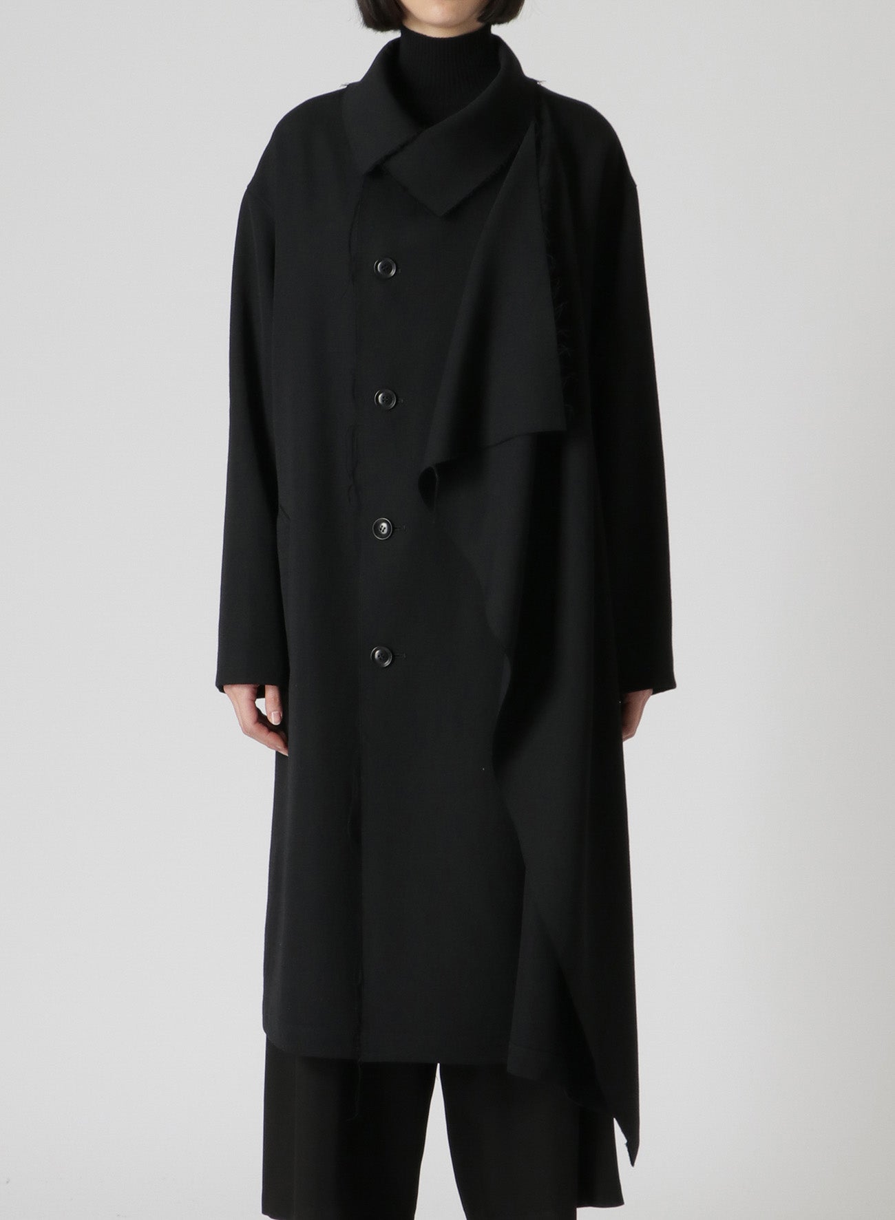 WOOL GABARDINE LEFT FLAP PANEL COAT