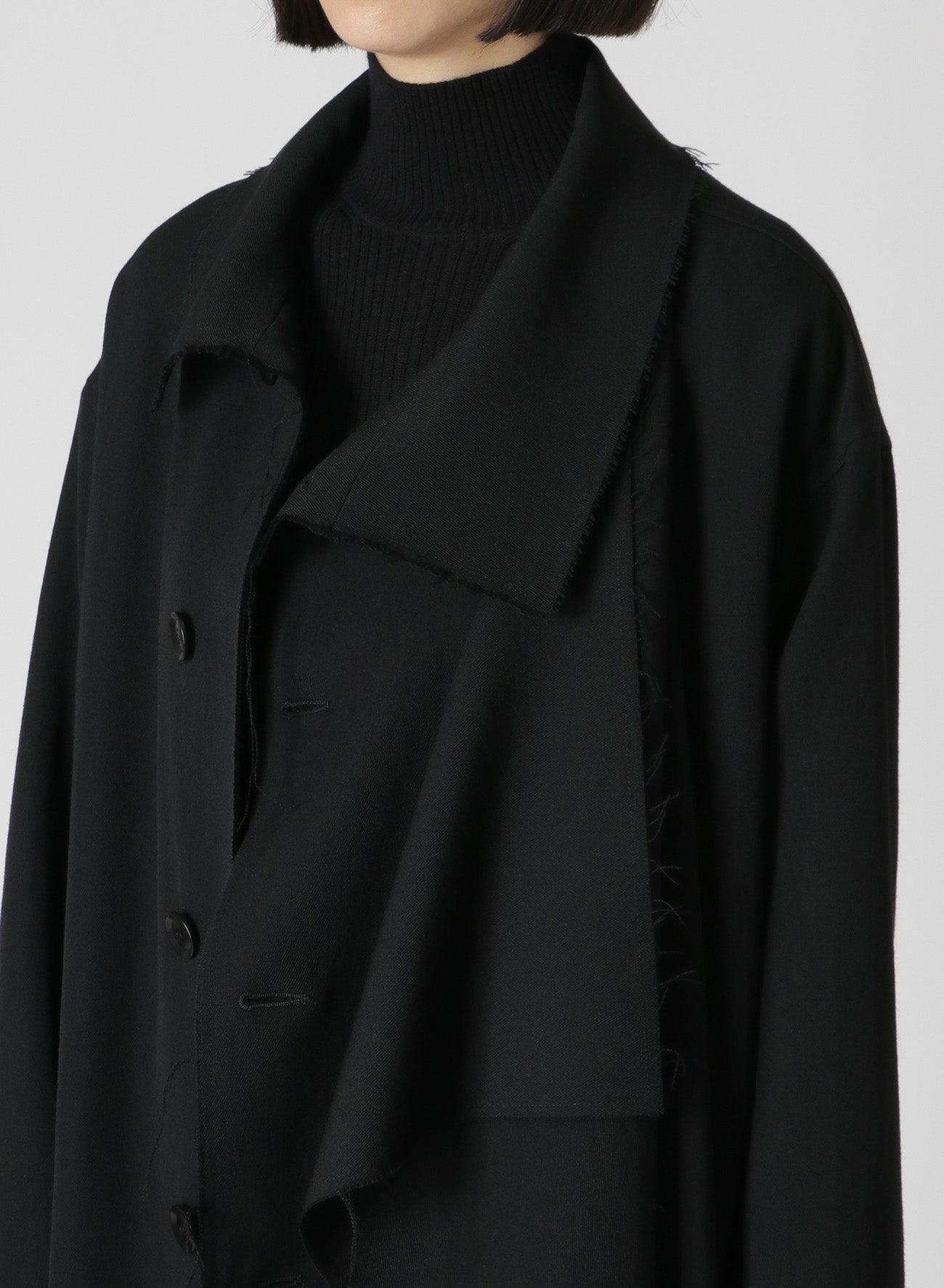 WOOL GABARDINE LEFT FLAP PANEL COAT