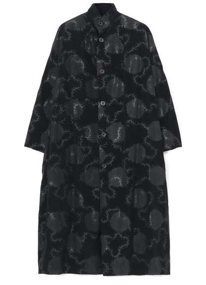 SPIKES/DOTS PRINT MANDARIN COLLAR COAT