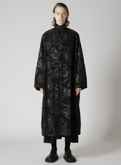 SPIKES/DOTS PRINT MANDARIN COLLAR COAT