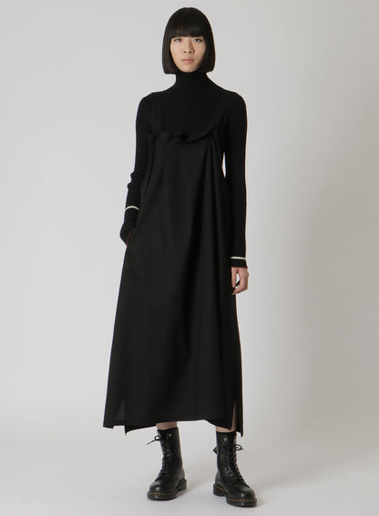 [Y's BORN PRODUCT] THIN COTTON TWILL ASYMMETRIC FOLD DETAIL DRESS