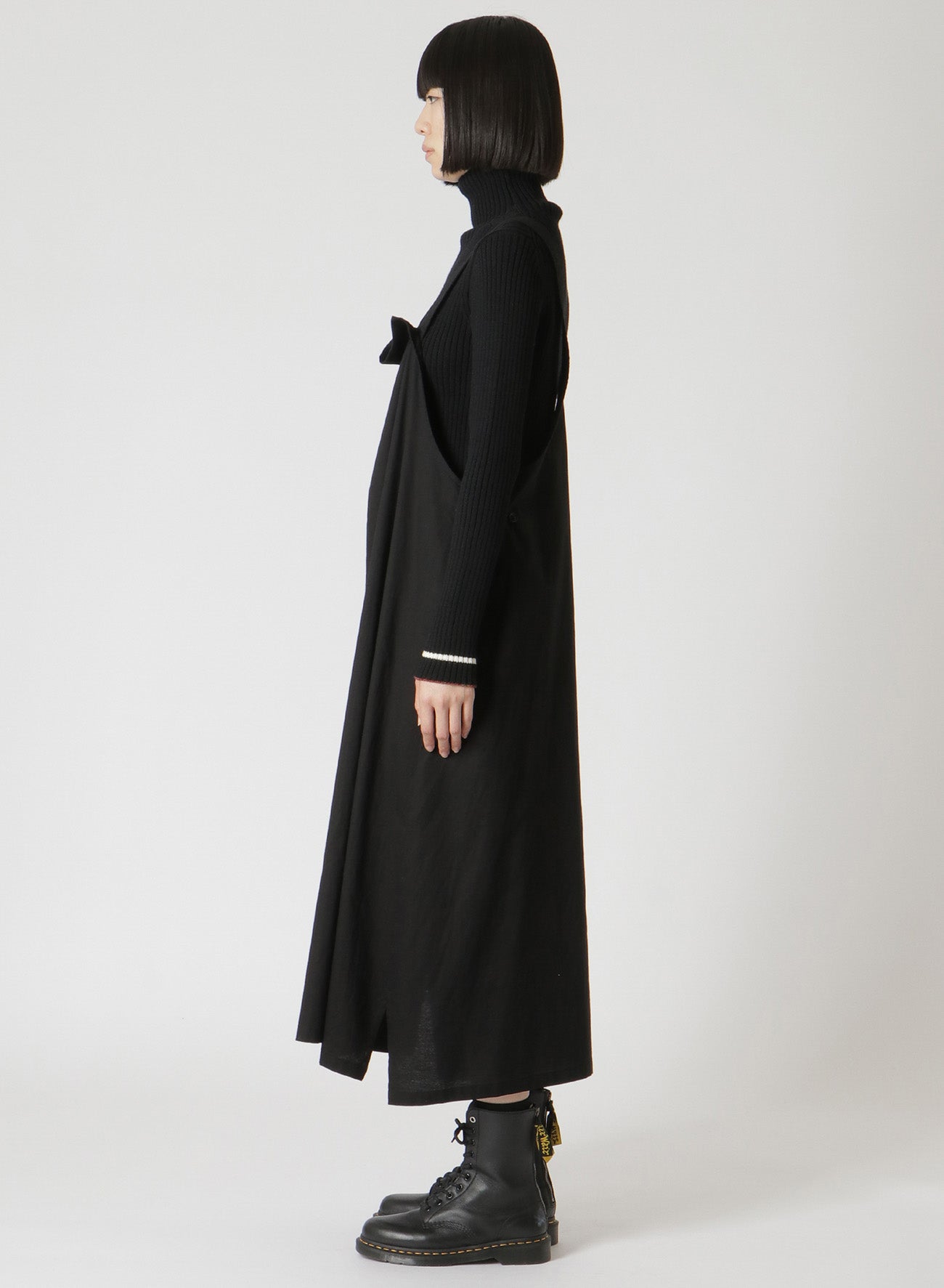 [Y's BORN PRODUCT] THIN COTTON TWILL ASYMMETRIC FOLD DETAIL DRESS