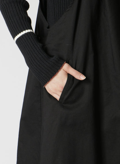 [Y's BORN PRODUCT] THIN COTTON TWILL ASYMMETRIC FOLD DETAIL DRESS