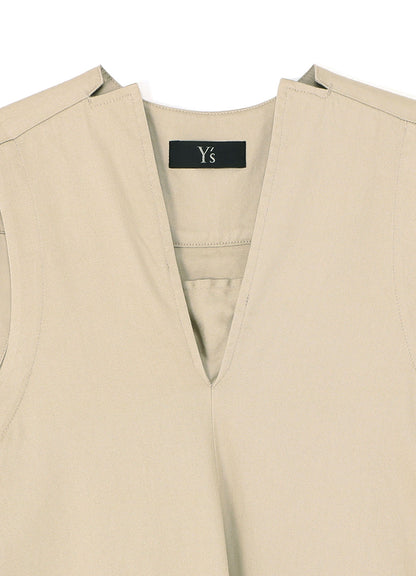 [Y's BORN PRODUCT] COTTON TWILL V-NECK DRESS