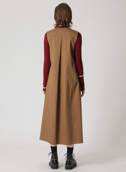 [Y's BORN PRODUCT] COTTON TWILL V-NECK DRESS