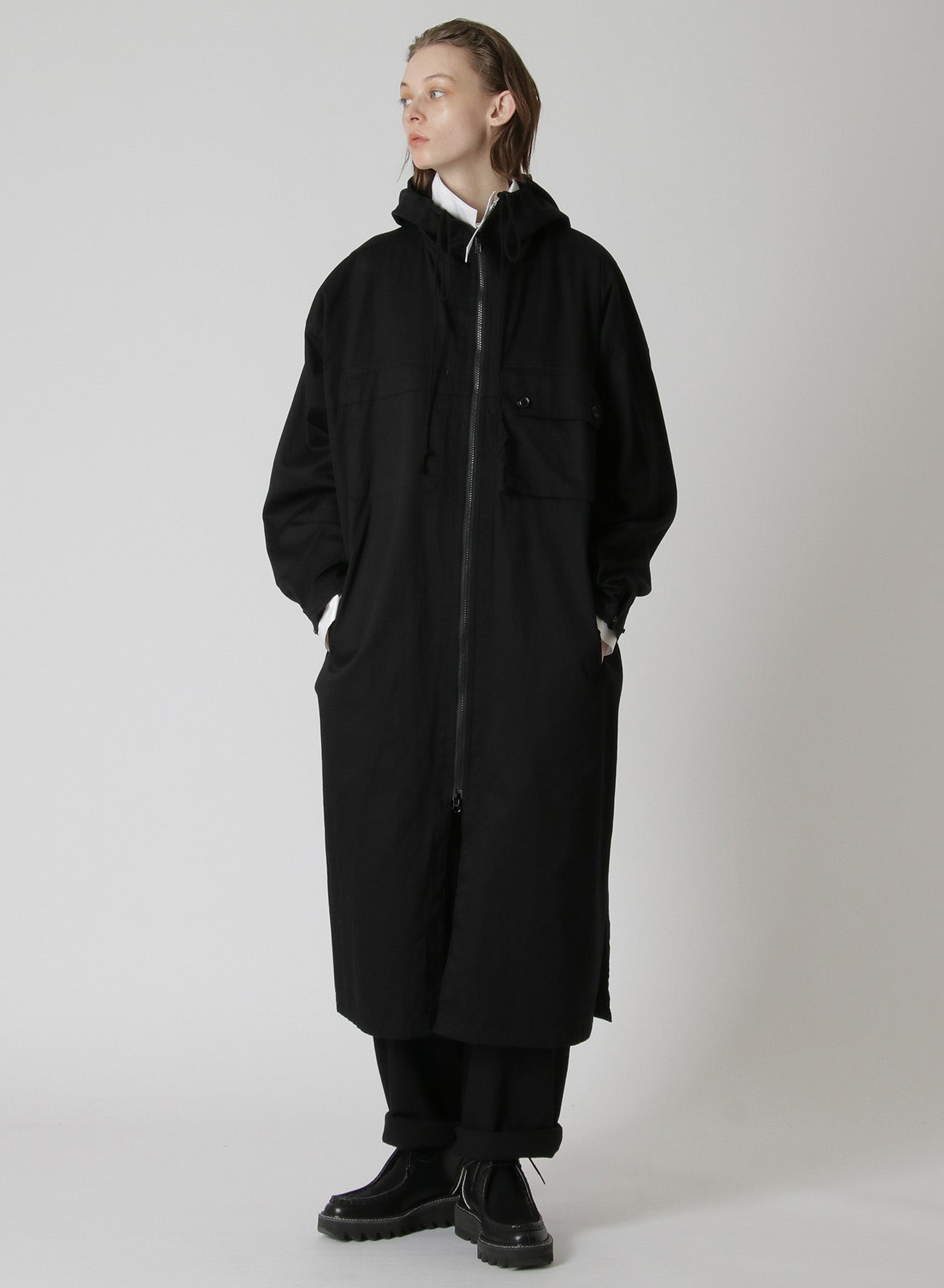 [Y's BORN PRODUCT] COTTON TWILL HOODED COAT