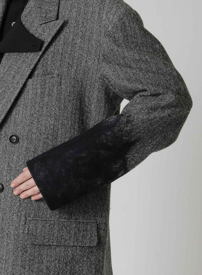 WOOL HERRINGBONE NEEDLE PUNCHED OVERSIZED TAILORED JACKET