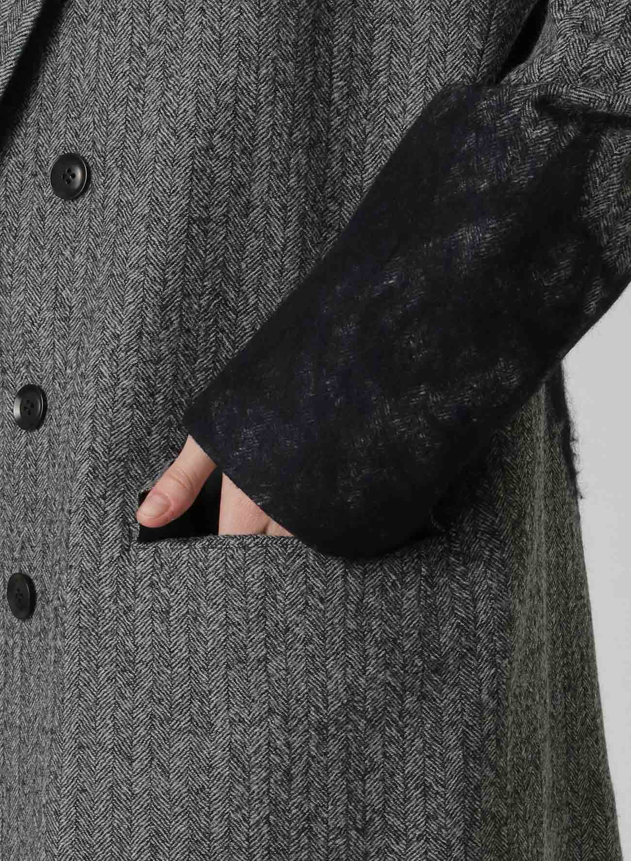 WOOL HERRINGBONE NEEDLE PUNCHED OVERSIZED TAILORED JACKET