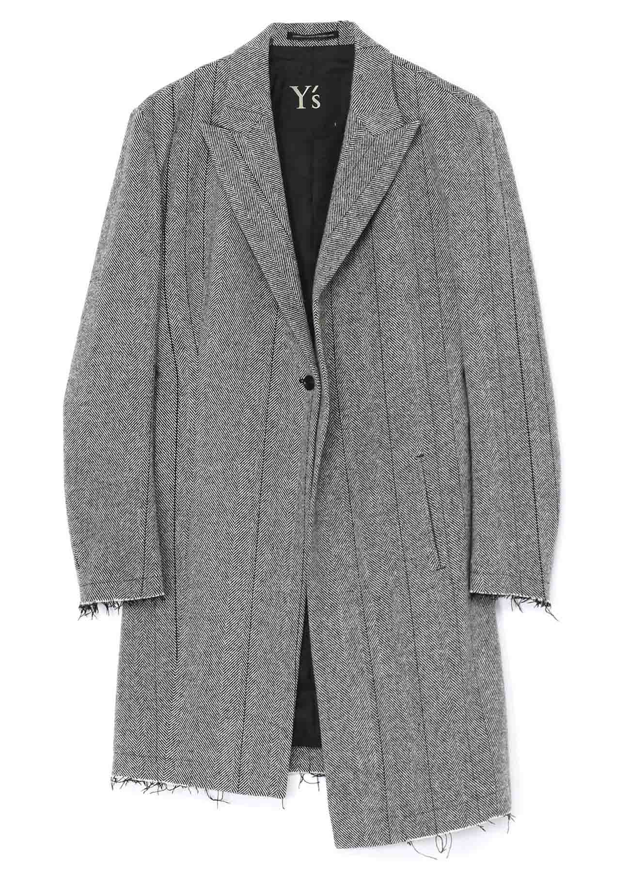 WOOL TWEED HERRINGBONE ASYMMETRIC JACKET