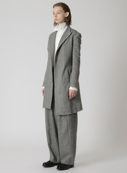 WOOL TWEED HERRINGBONE ASYMMETRIC JACKET