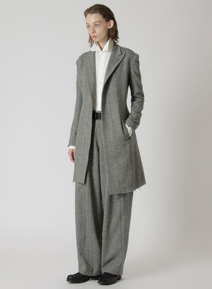 WOOL TWEED HERRINGBONE ASYMMETRIC JACKET