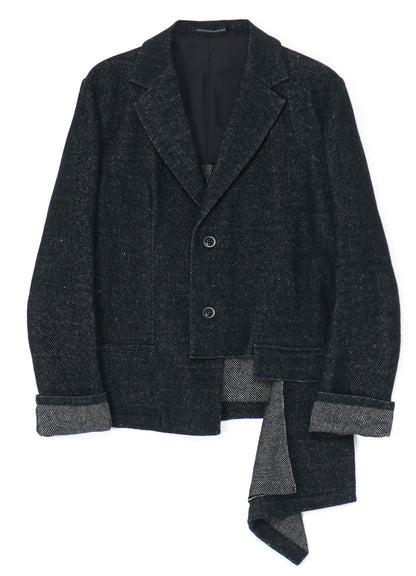 WOOL/LINEN NEPPY HERRINGBONE LEFT SLIT DETAIL JACKET