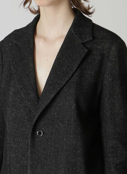 WOOL/LINEN NEPPY HERRINGBONE LEFT SLIT DETAIL JACKET