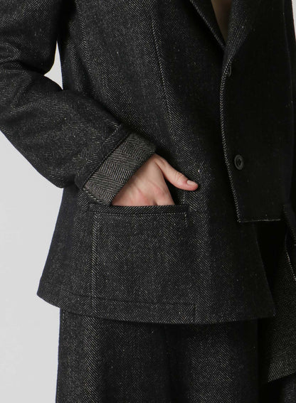 WOOL/LINEN NEPPY HERRINGBONE LEFT SLIT DETAIL JACKET