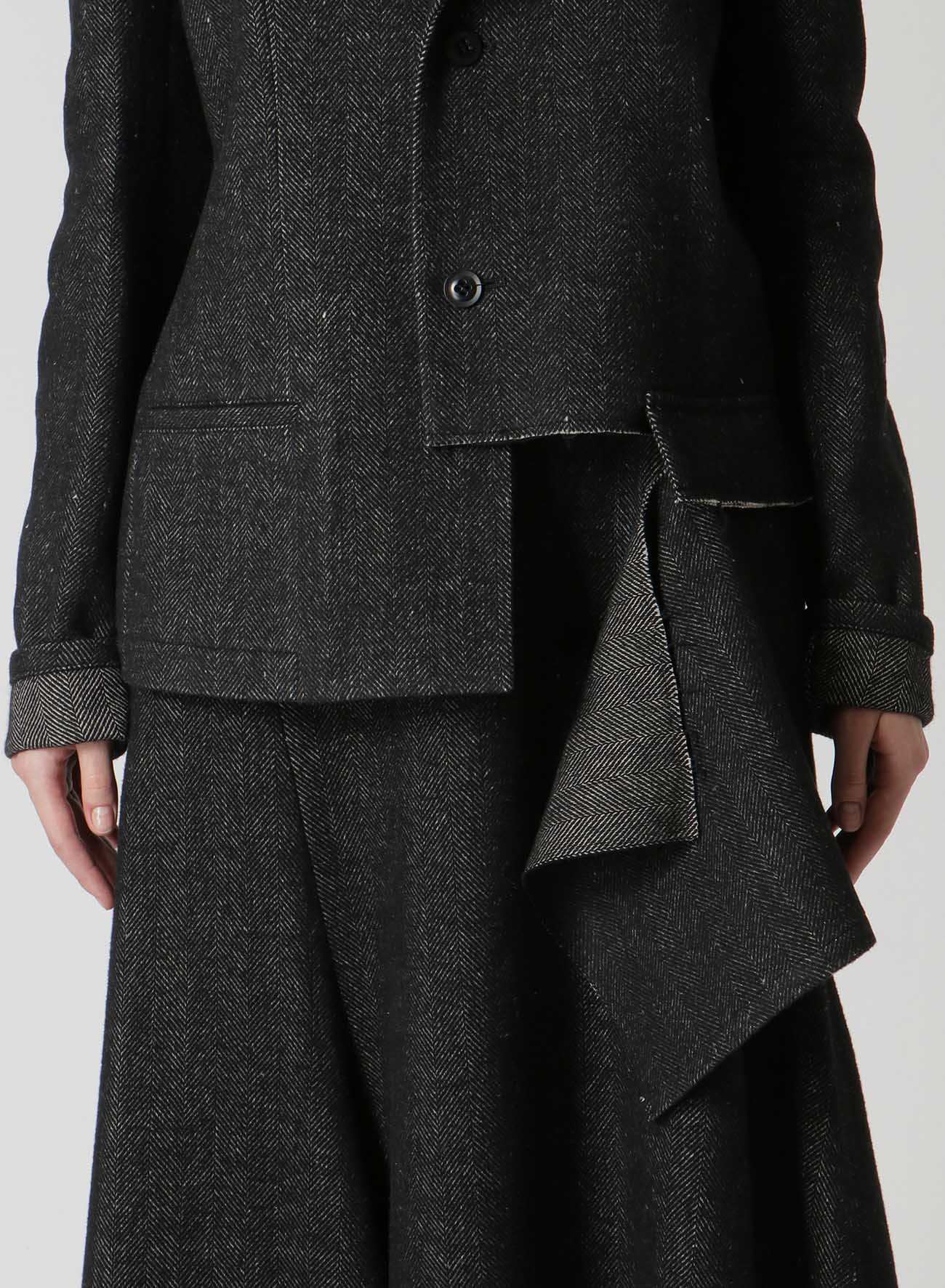 WOOL/LINEN NEPPY HERRINGBONE LEFT SLIT DETAIL JACKET