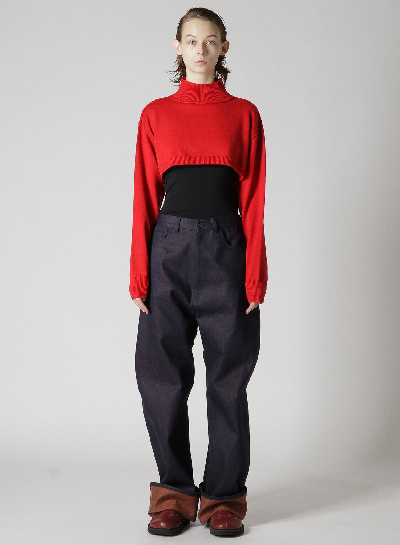 CROPPED RIB KNIT TURTLENECK