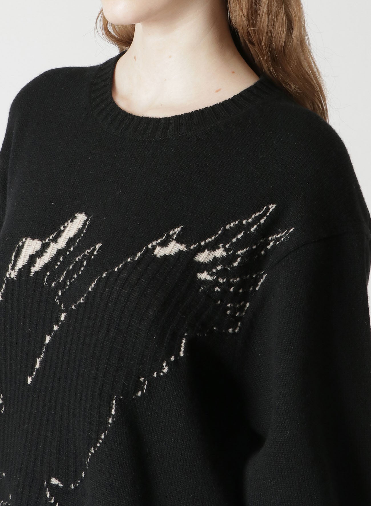 WOOL CROW MOTIF PULLOVER