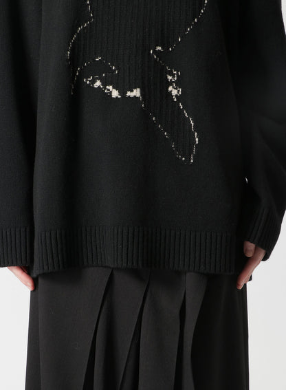 WOOL CROW MOTIF PULLOVER