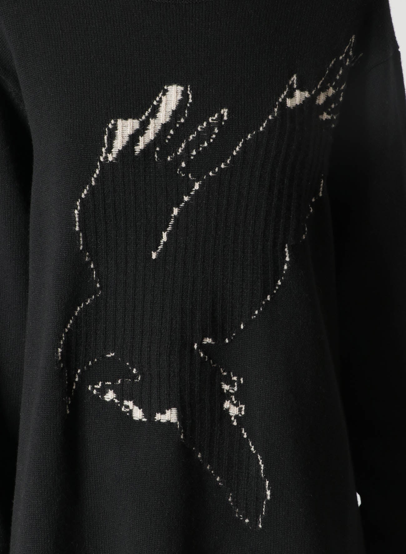 WOOL CROW MOTIF PULLOVER