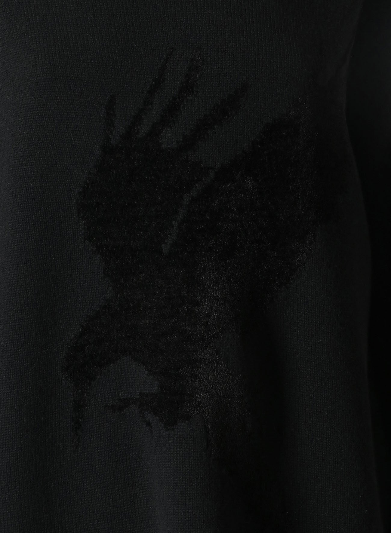 WOOL BLEND CROW MOTIF PULLOVER