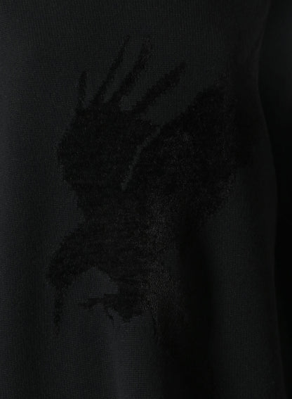 WOOL BLEND CROW MOTIF PULLOVER