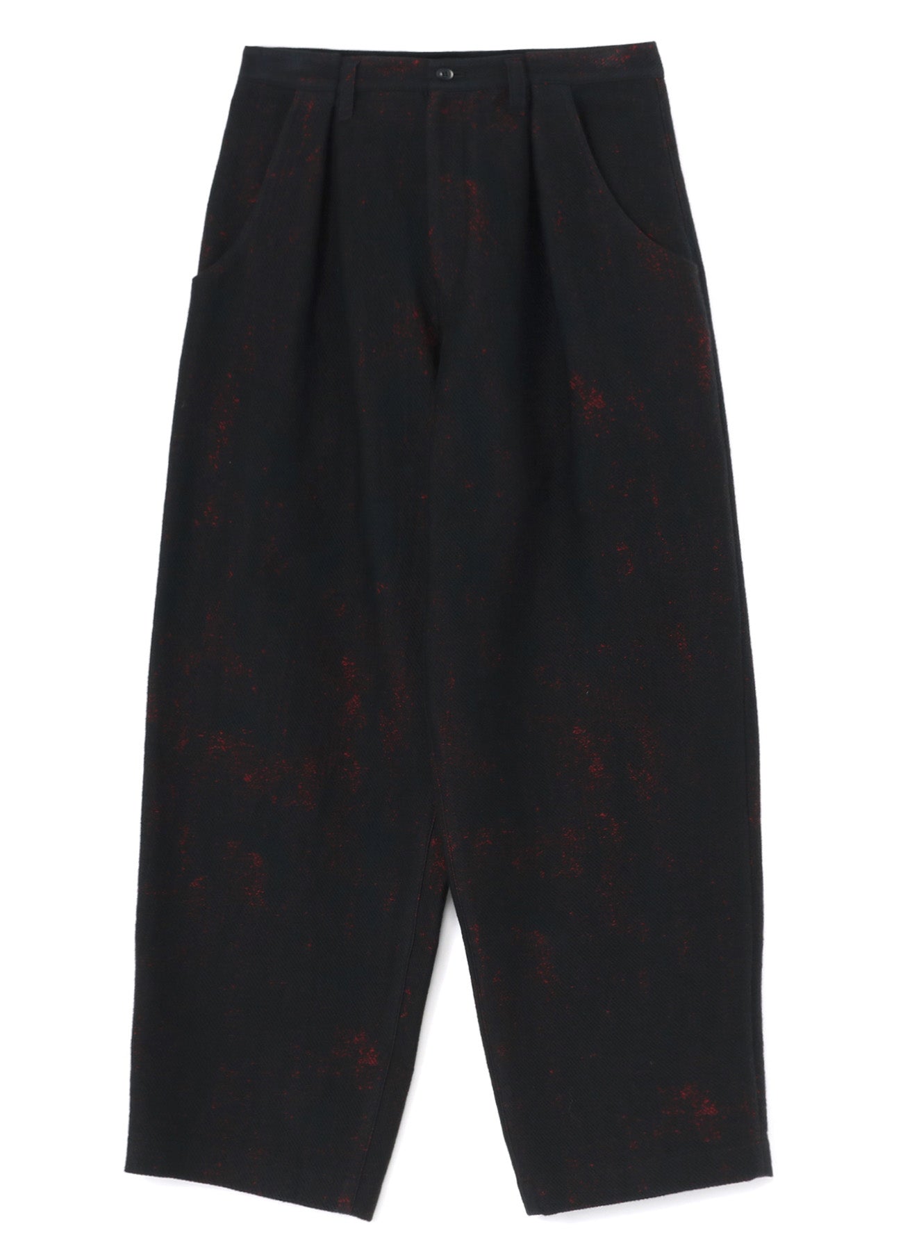 PRINTED COTTON SINGLE PLEATED WIDE LEG PANTS