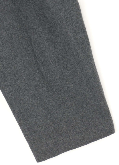 SHRUNKEN WOOL SERGE SINGLE PLEATED WIDE LEG PANTS