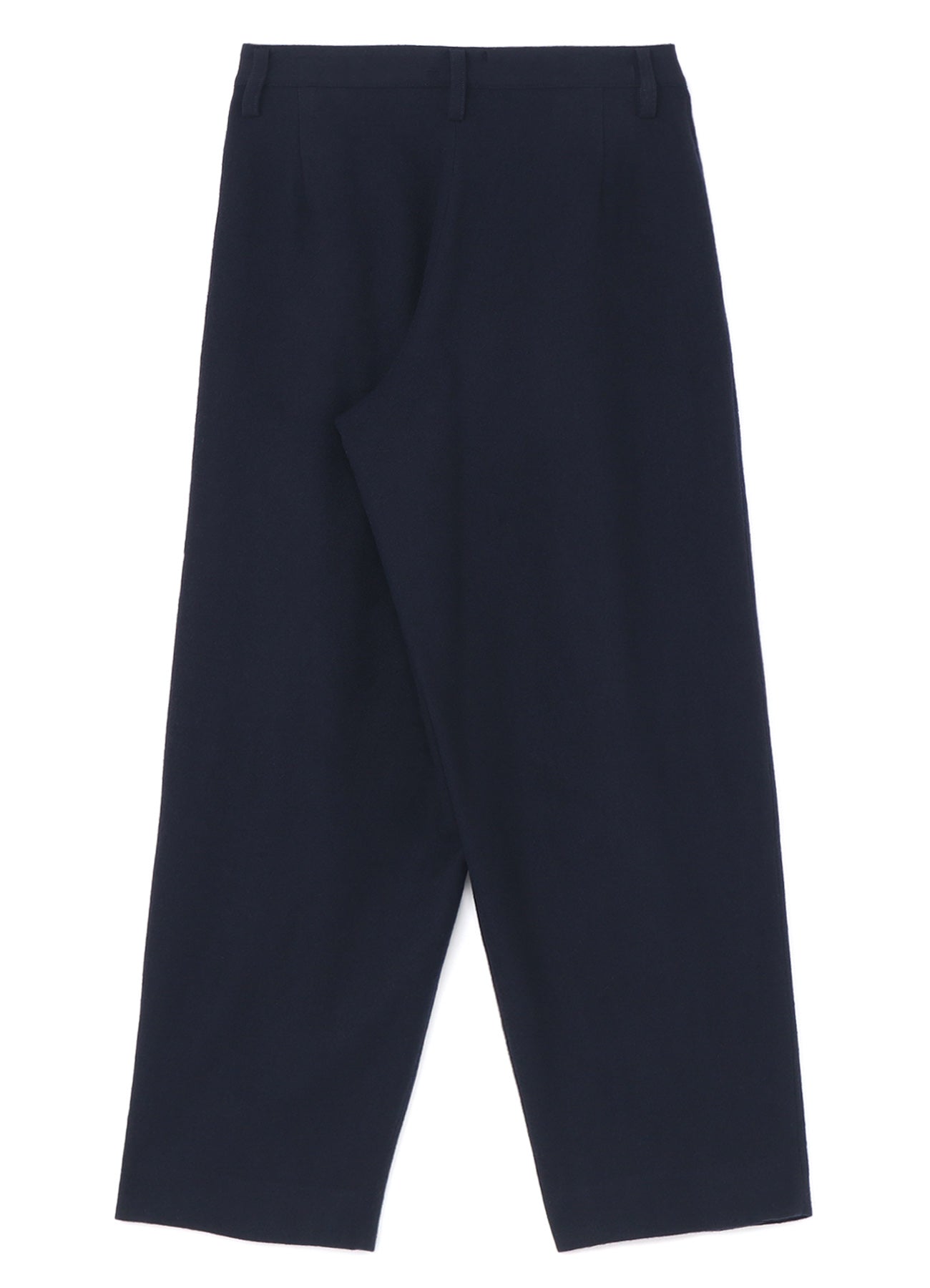 SHRUNKEN WOOL SERGE SINGLE PLEATED WIDE LEG PANTS