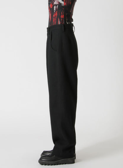 SHRUNKEN WOOL SERGE SINGLE PLEATED WIDE LEG PANTS