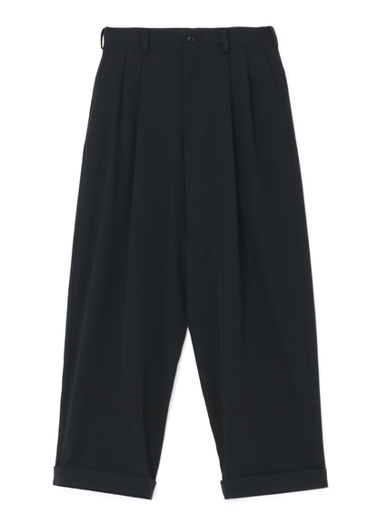 WOOL GABARDINE DOUBLE PLEATED CUFFED HEM PANTS