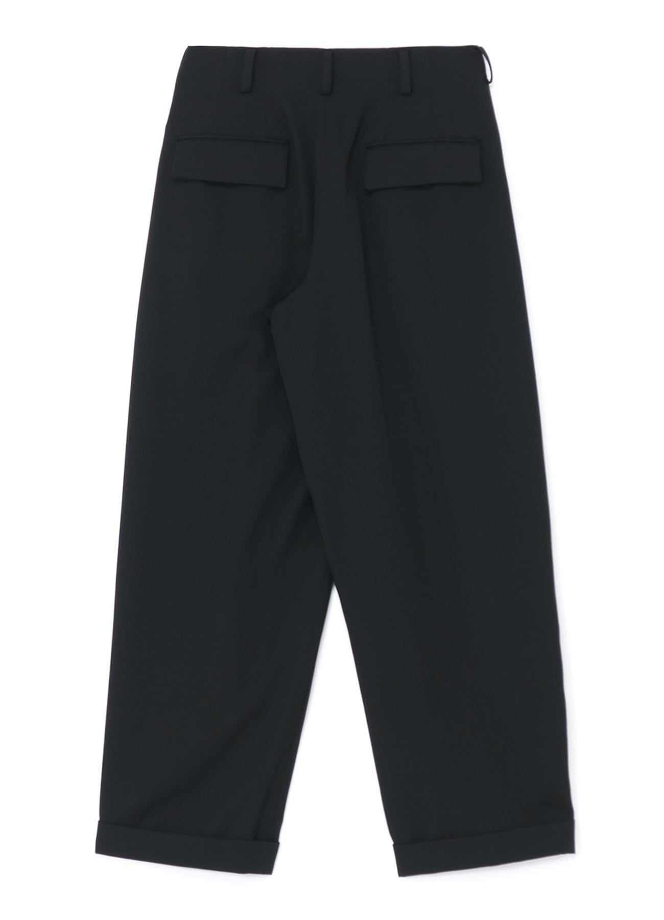 WOOL GABARDINE DOUBLE PLEATED CUFFED HEM PANTS