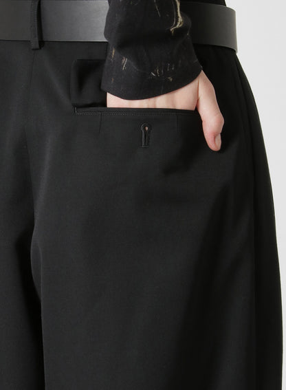 WOOL GABARDINE DOUBLE PLEATED CUFFED HEM PANTS