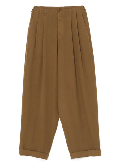 GARMENT-DYED CELLULOSE TWILL DOUBLE PLEATED CUFFED HEM PANTS