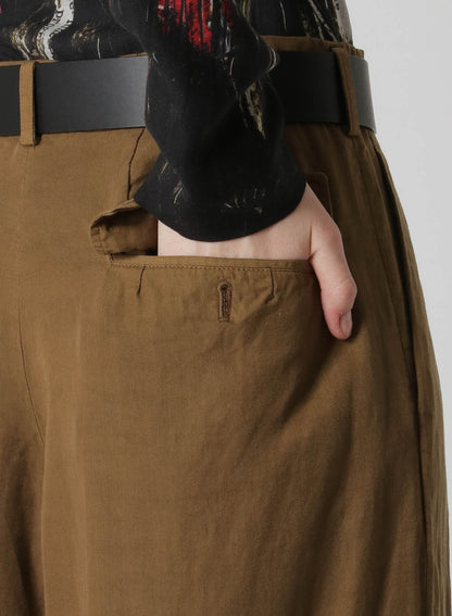 GARMENT-DYED CELLULOSE TWILL DOUBLE PLEATED CUFFED HEM PANTS