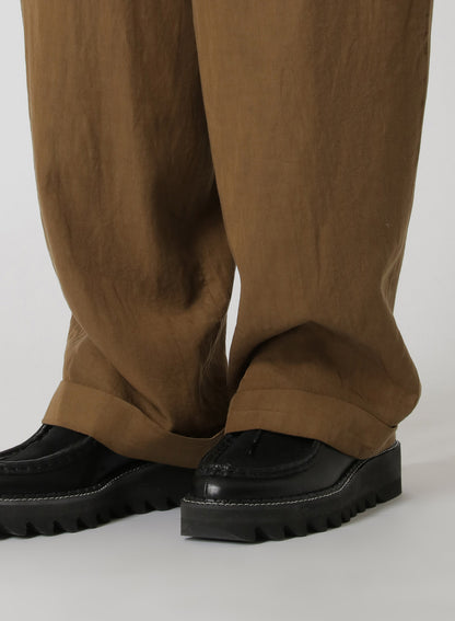 GARMENT-DYED CELLULOSE TWILL DOUBLE PLEATED CUFFED HEM PANTS