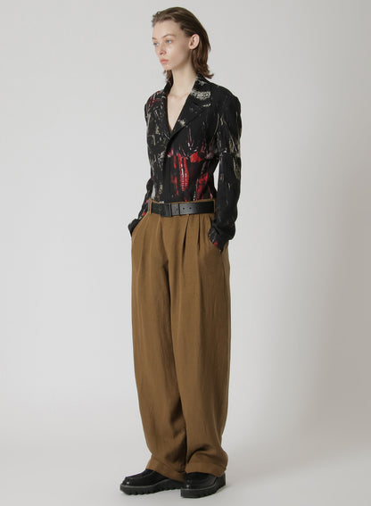 GARMENT-DYED CELLULOSE TWILL DOUBLE PLEATED CUFFED HEM PANTS