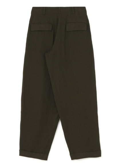 GARMENT-DYED CELLULOSE TWILL DOUBLE PLEATED CUFFED HEM PANTS