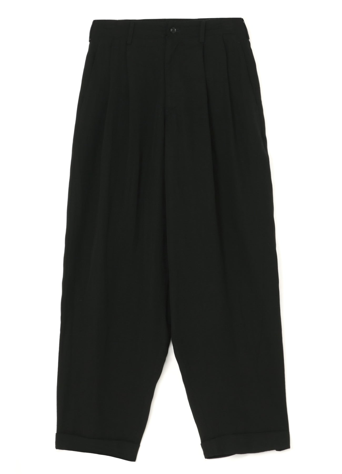 GARMENT-DYED CELLULOSE TWILL DOUBLE PLEATED CUFFED HEM PANTS